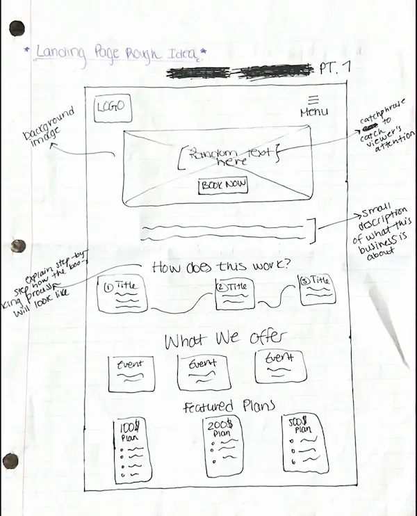 Sketch of Landing Page pt.1